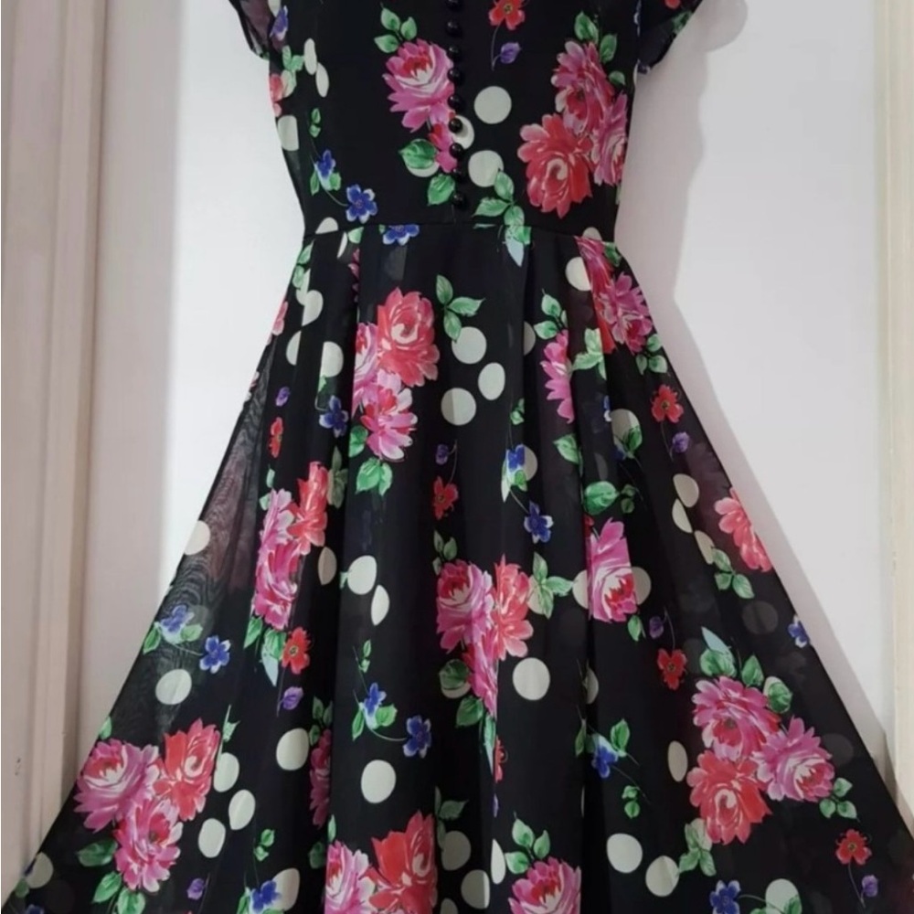 Hell Bunny Black Floral Asymmetrical Dress - Picture 2 of 5